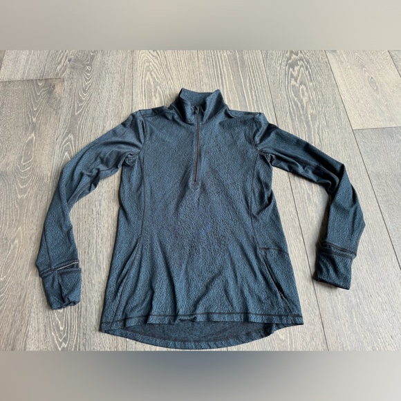 Lululemon Outrun 1/2 Zip in Running Luon Spray Jacquard Alberta Lake Black - Picture 4 of 8